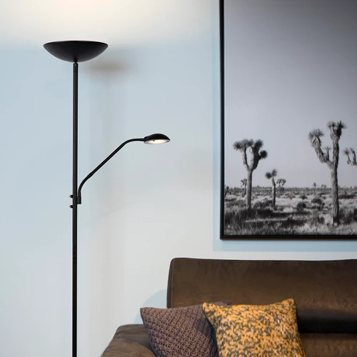 Lucide ZENITH - Lampadaire / lampe de lecture - LED Dim. - 3000K - Noir - ambiance 1
